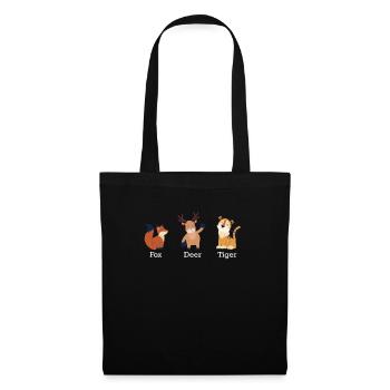 Renard, cerf, tigre, animaux, subtil anti- - Sac en tissu - noir - Devant
