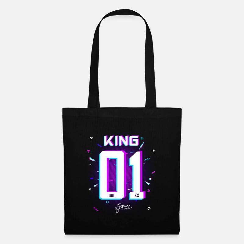 Gamer - King - Queen Geschenk Geschenkidee - Stoffbeutel - Schwarz