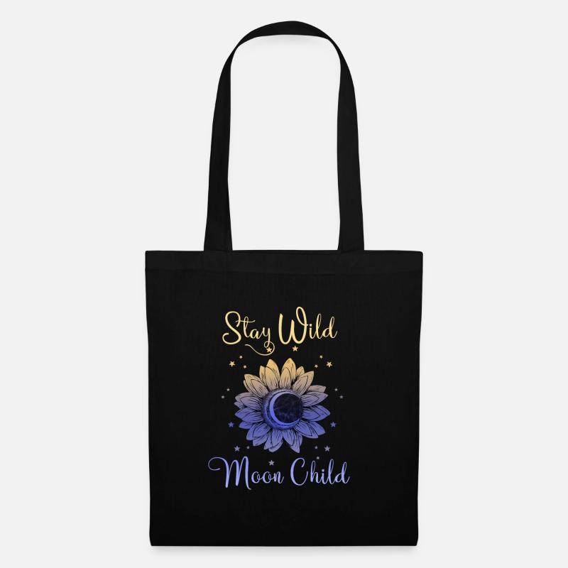 Stay Wild Moon Child Boho Grafik - Stoffbeutel - Schwarz