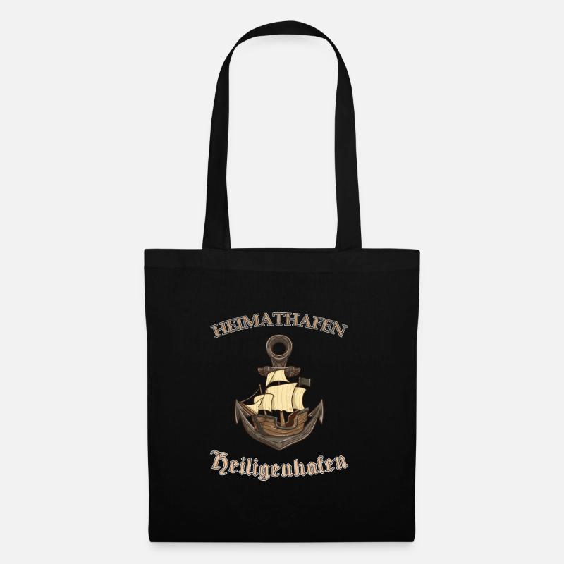 Heimathafen Heiligenhafen als Geschenk - Stoffbeutel - Schwarz