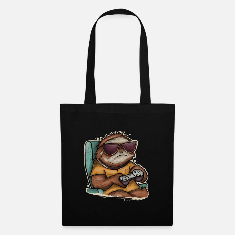 Faultier Gaming Gamer - Stoffbeutel - Schwarz