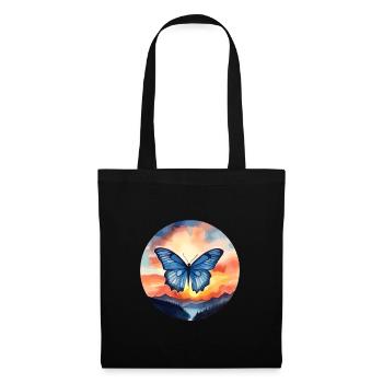 Blauer Morpho-Schmetterling - Stoffbeutel - Schwarz - Vorne