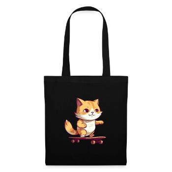 Skateboarder Cat Girl Skater - Sac en tissu - noir - Devant