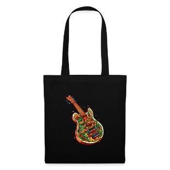 Pizza Gitarre - Stoffbeutel - Schwarz - Vorne