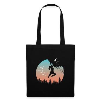 Climbing Silhouette Mountaineer Sunset Nature - Tote Bag - black - Front