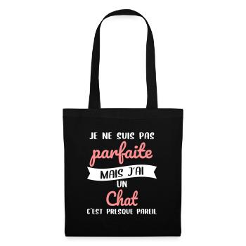 Je ne suis pas parfaite mais j'ai un chat - Sac en tissu - noir - Devant
