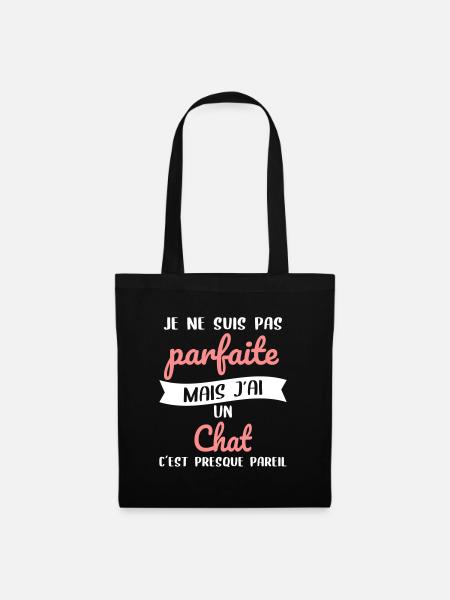 Je ne suis pas parfaite mais j'ai un chat - Sac en tissu - noir