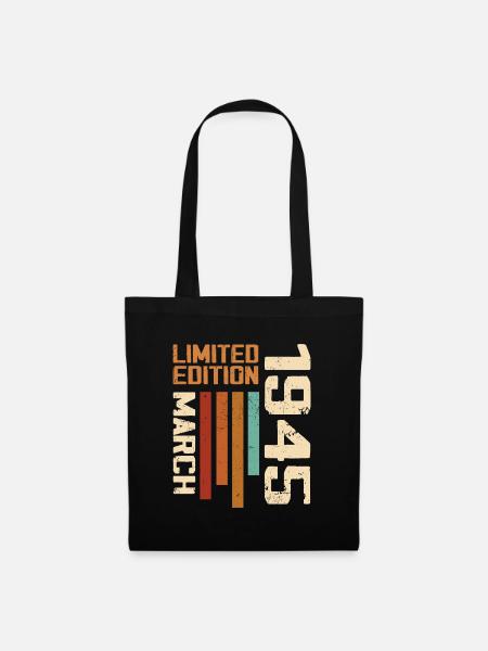 Mars 1945 Anniversaire 1945 Retro 1945 Mars - Sac en tissu - noir
