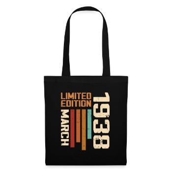Mars 1938 Anniversaire 1938 Retro 1938 Mars - Sac en tissu - noir - Devant