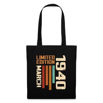 Mars 1940 Anniversaire 1940 Retro 1940 Mars - Sac en tissu - noir - Devant