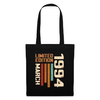 Mars 1994 Anniversaire 1994 Retro 1994 Mars - Sac en tissu - noir - Devant