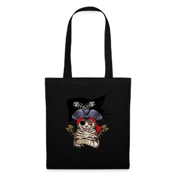 Katzenpirat Katze Pirat Seeräuber Geschenkidee - Stoffbeutel - Schwarz - Vorne