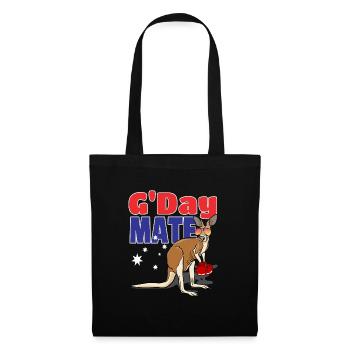 G'Day Mate Känguru Australien Begrüßung Geschenk - Stoffbeutel - Schwarz - Vorne
