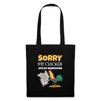 Le poulet a mangé Mes devoirs Idée de cadeau - Sac en tissu - noir - Devant