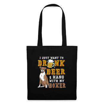 bière Boxer chien propriétaire de chien alcool idée cadeau - Sac en tissu - noir - Devant