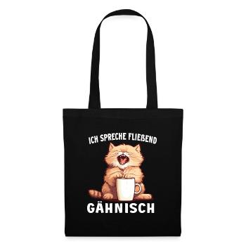 Lustig Katze Kaffee Kaffeeliebhaber Katzen Spruch - Stoffbeutel - Schwarz - Vorne