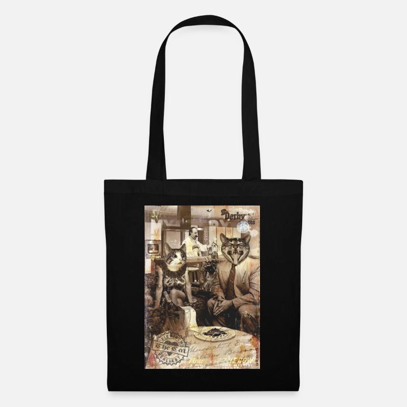 cats/Katzen - Stoffbeutel - Schwarz