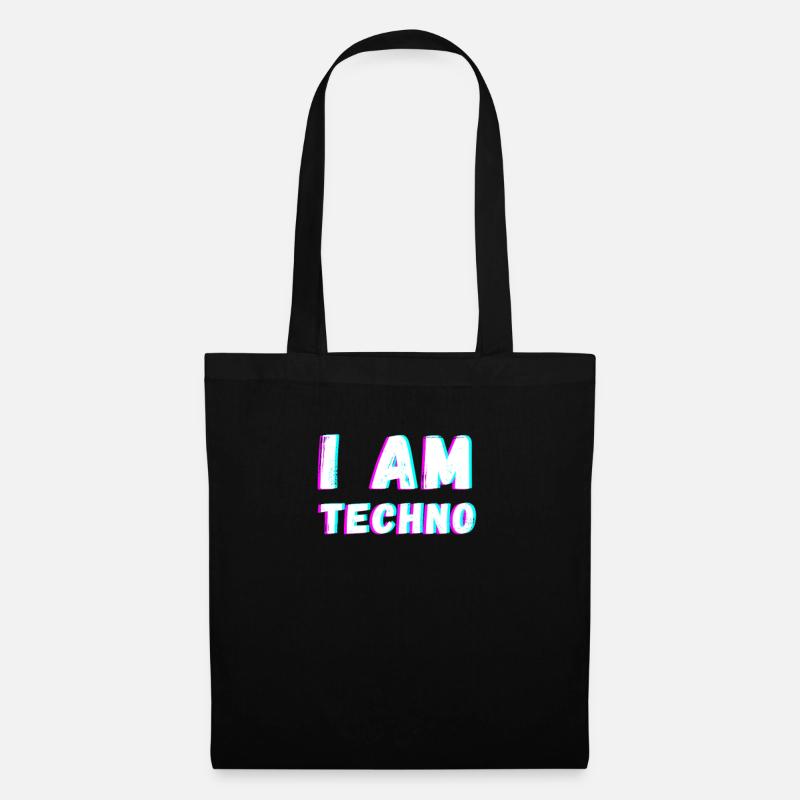 Techno Rave Trance Bass House music Geschenk - Stoffbeutel - Schwarz