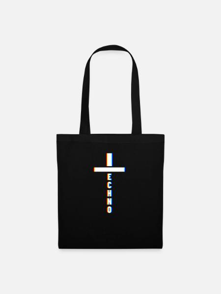Techno Kreuz geschenk - Stoffbeutel - Schwarz