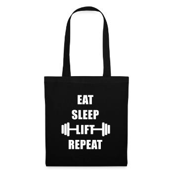 Kraftsport EAT SLEEP LIFT REPEAT Fitness Spruch - Stoffbeutel - Schwarz - Vorne