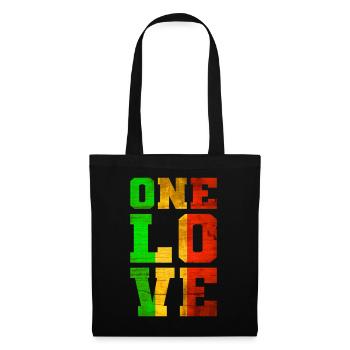 ONE LOVE Reggae Musik - Stoffbeutel - Schwarz - Vorne