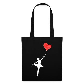 Ballerine avec coeur Ballons Amour de ballet - Sac en tissu - noir - Devant