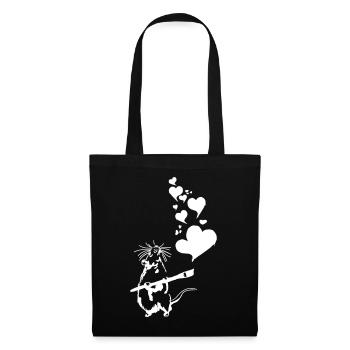 Rat Banksy Street Art LOVE IS IN THE AIR - Tote Bag - black - Front