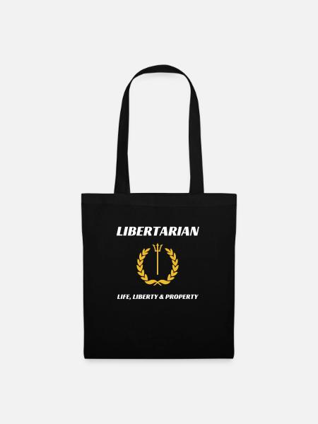 Libertär Freiheit Politik Anarcho Steuern Geschenk - Stoffbeutel - Schwarz