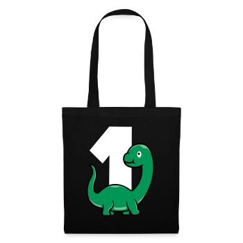 EINS DINO Dinosaurier Baby 1 Jahr - Stoffbeutel - Schwarz - Vorne