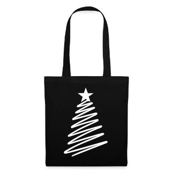 Christbaum Weihnachten Tanne - Stoffbeutel - Schwarz - Vorne