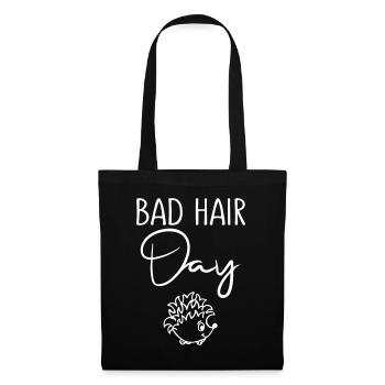 BAD HAIR DAY Hedgehog Hair Hairstyle Humor - Tote Bag - black - Front