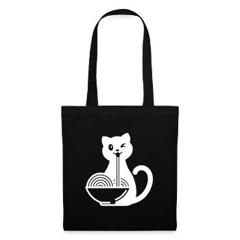 Ramen Katze Japanische Nudelsuppe - Stoffbeutel - Schwarz - Vorne