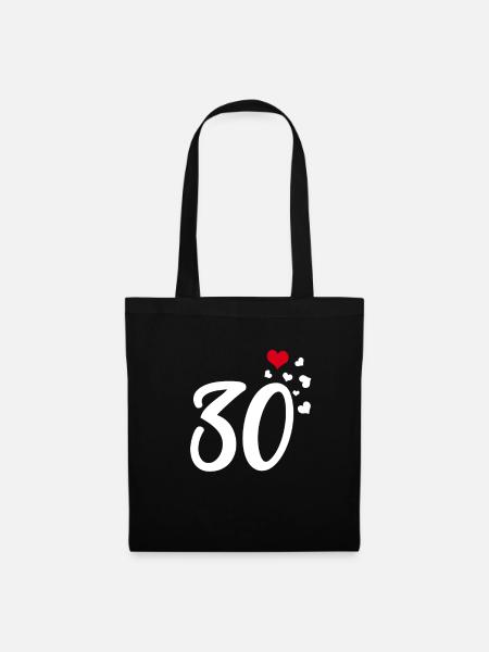 30 cœurs 30e anniversaire - Sac en tissu - noir