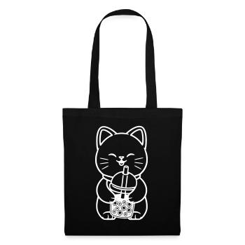 Bubble Tea Katze Cute Boba Cat - Stoffbeutel - Schwarz - Vorne