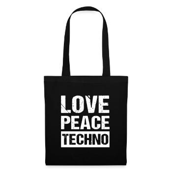 Love Peace Techno - Stoffbeutel - Schwarz - Vorne