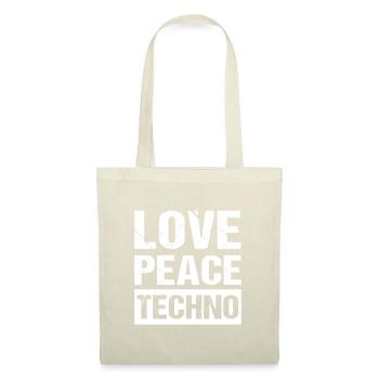 Love Peace Techno - Stoffbeutel - Natur - Vorne
