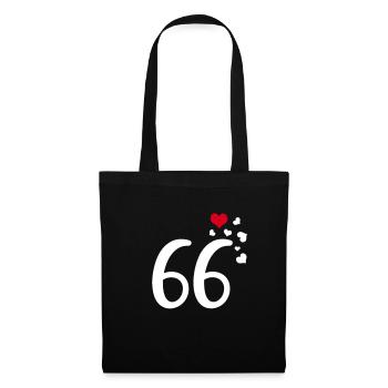 66. Geburtstag Jubiläum Herzen 66 - Stoffbeutel - Schwarz - Vorne
