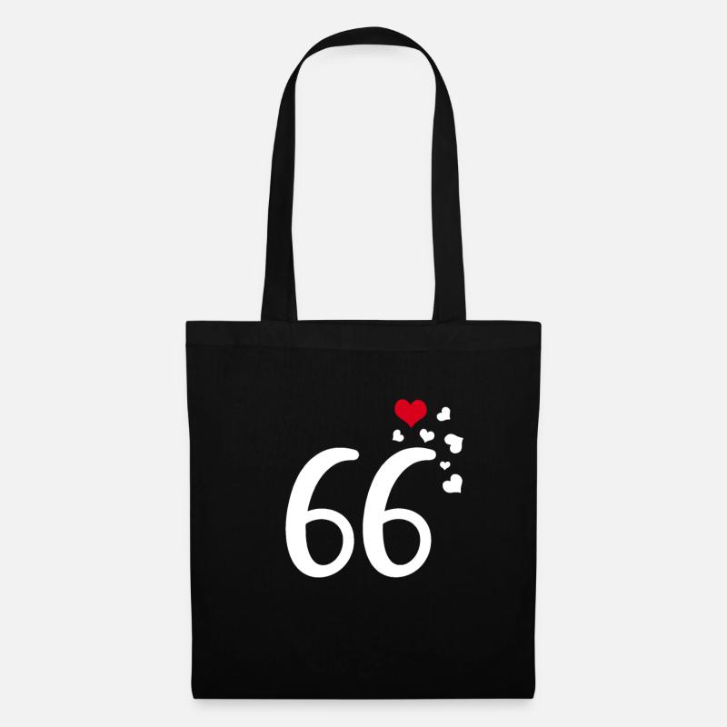 66. Geburtstag Jubiläum Herzen 66 - Stoffbeutel - Schwarz
