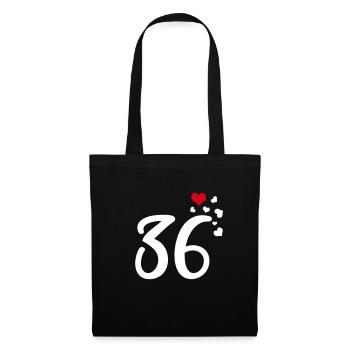 36. Geburtstag Jubiläum Herzen 36 - Stoffbeutel - Schwarz - Vorne