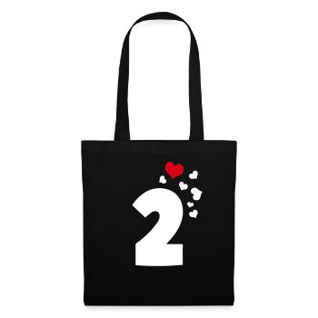 2 hearts 2nd birthday - Tote Bag - black - Front