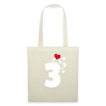 3 cœurs 3ème anniversaire - Sac en tissu - nature - Devant