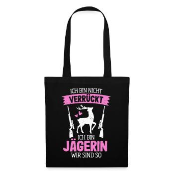 Jäger Mädchen Jagen Hirsch Jagd Jägerin - Stoffbeutel - Schwarz - Vorne