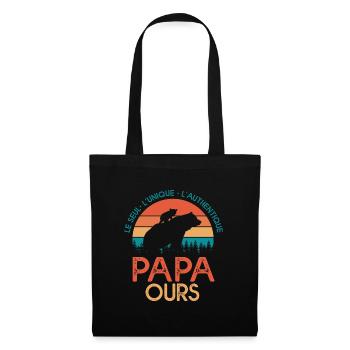 papa ours cadeau papa tshirt papa ours - Sac en tissu - noir - Devant