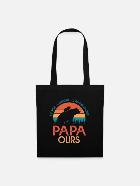 papa ours cadeau papa tshirt papa ours - Sac en tissu - noir