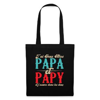 J'ai deux titres papa et papy - Sac en tissu - noir - Devant
