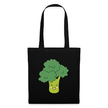 Kawaii Brokkoli Gemüse vegan - Stoffbeutel - Schwarz - Vorne