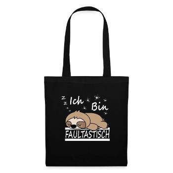 Ich bin Faultastisch Lustiges Faultier - Stoffbeutel - Schwarz - Vorne