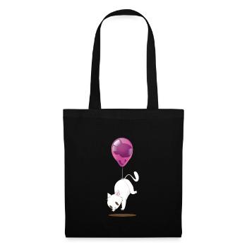 Sweet White Kitten Balloon T-Shirt - Tote Bag - black - Front