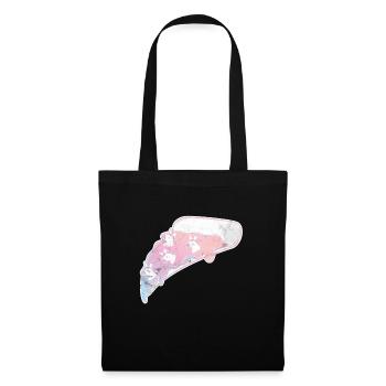 Einhorn Pizza Regenbogen T-Shirt - Stoffbeutel - Schwarz - Vorne