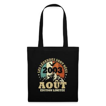 Vintage août 2003 vintage cadeau anniversaire - Sac en tissu - noir - Devant